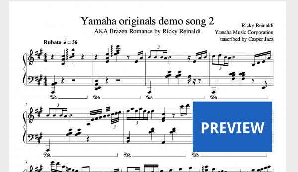 BrazenRomance | Yamaha originals demo song 2 sheet music preview