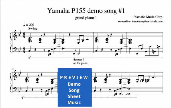 Yamaha P-155 demo song sheet music