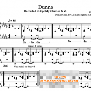 Mac Miller's Dunno - piano sheet music (live at the Spotify sessions) free preview image