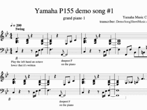 Yamaha P-155 first demo song - sheet music PDF and audio